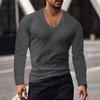 Men's Summer Long Sleeve Top Sun Protection Base Shirt Men's Large V-neck Solid Color Large Size Casual T-shirt Men