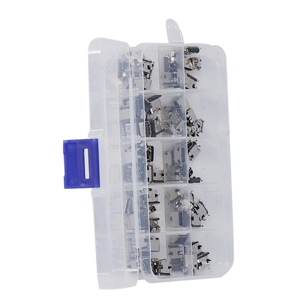 100Pcs TYPE C USB Female Plug Connector Jack Solder Repair Replacement Adapter Assortment Set