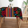1PC Mexican Carnival Floral Printed Tablecloth, Rectangular Table Cover, Home Kitchen Dining Room Living Room Decor