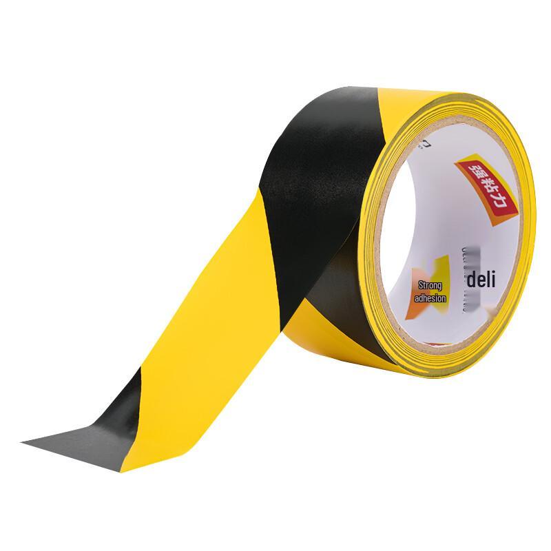 Deli Yellow Black Safety Warning Tape, 5-Roll Pack