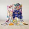 Kawaii Cat Collage Flannel Blanket Warm Soft Halloween Christmas Couch Warm Cozy Decorative Decor Gift for All Season