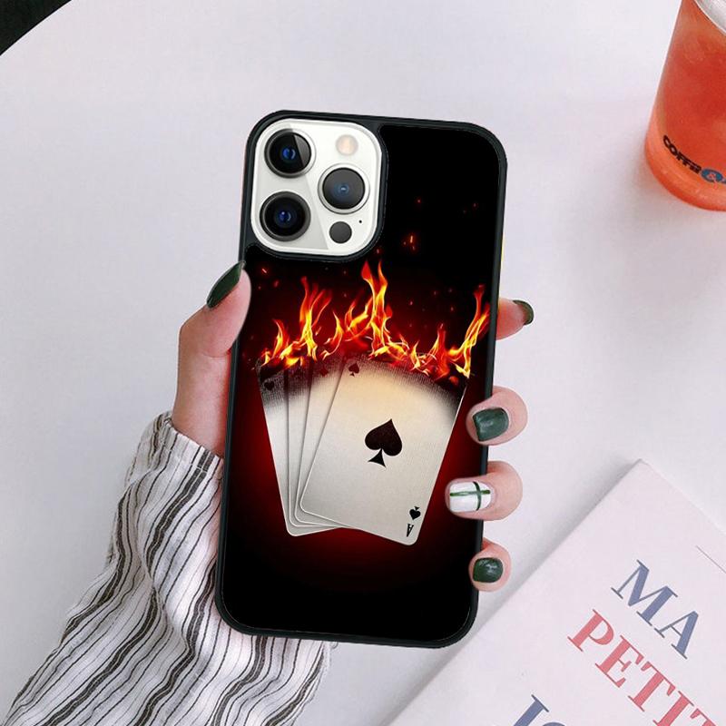 Poker Playing Card Phone Case For iPhone 17 Air 14 13 12 16Pro Max 15 11 Plus Cover Shell Max Coque