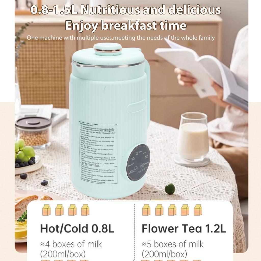 Soy Milk Maker 8 In 1 Programmable Blender with Digital Display 12 Stainless Steel Blades Auto Cleaning 8H Keep Warm