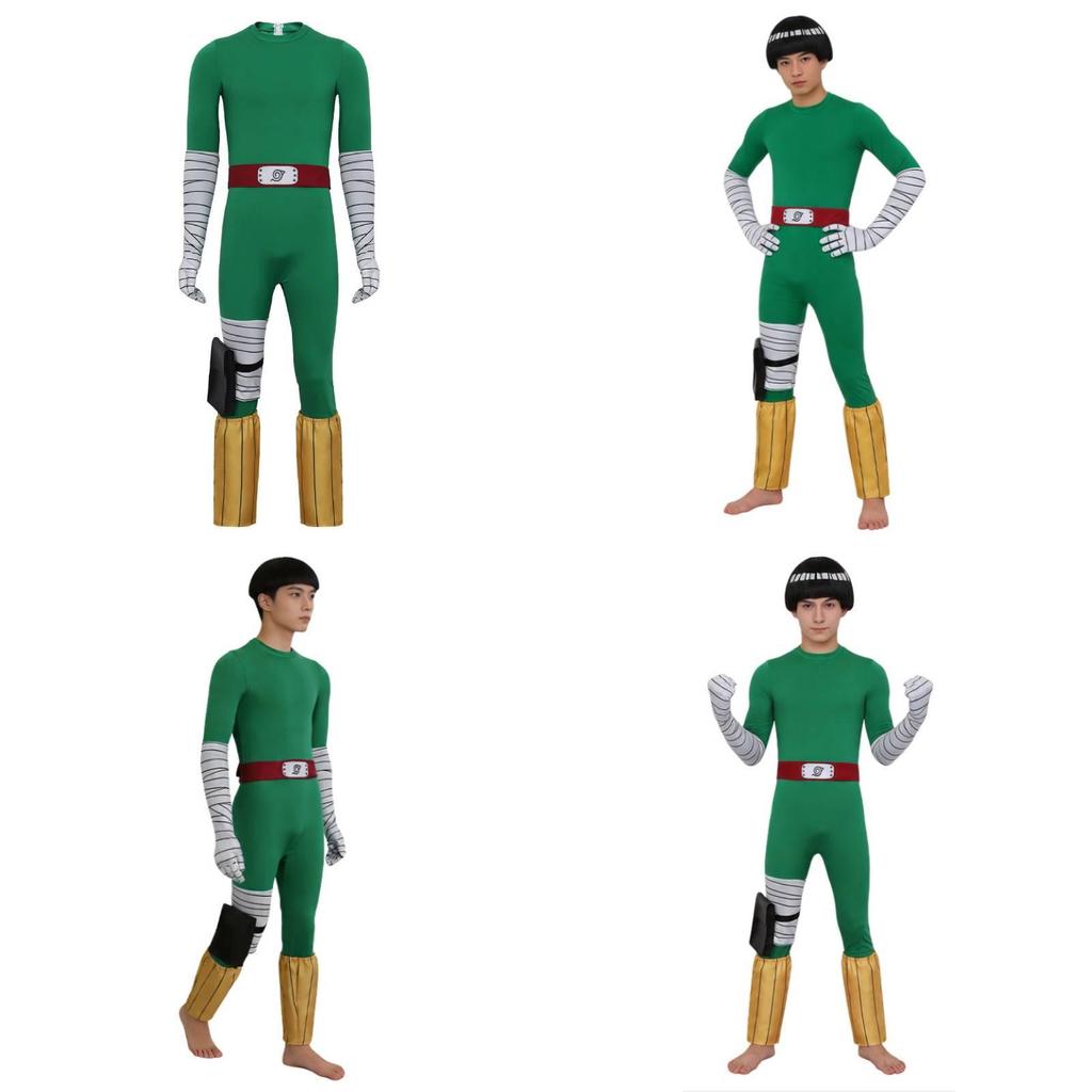 Naruto Rock Lee Cosplay Jumpsuit With Printed Design For Anime Conventions