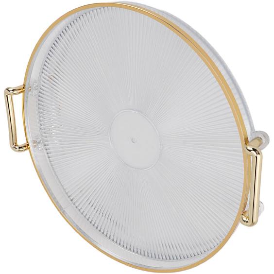 Decor Round Serving Tray, Gold Handle Round Serving Tray Display Gold Multifunctional for Desserts (Transparent)