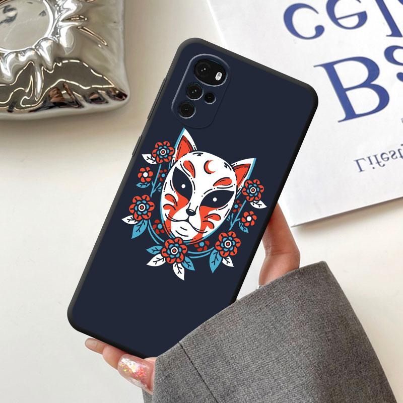 Samurai Oni Mask Case for Motorola Moto G60 G9 Power Lite G31 G32 G200 G52 G72 G50 G30 G51 G71 5G G22 Cover TPU Soft