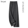 Women's High-Waist Draped Straight-Leg Trousers