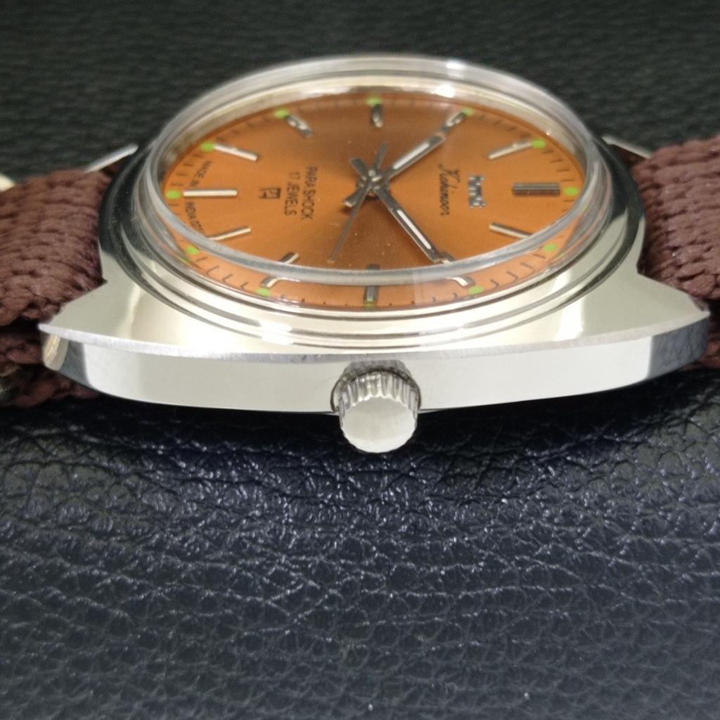 HANDAUFZUG VINTAGE HMT KOHINOOR INDISCHE HERRENUHR BRAUNES ZIFFERBLATT a440966-4