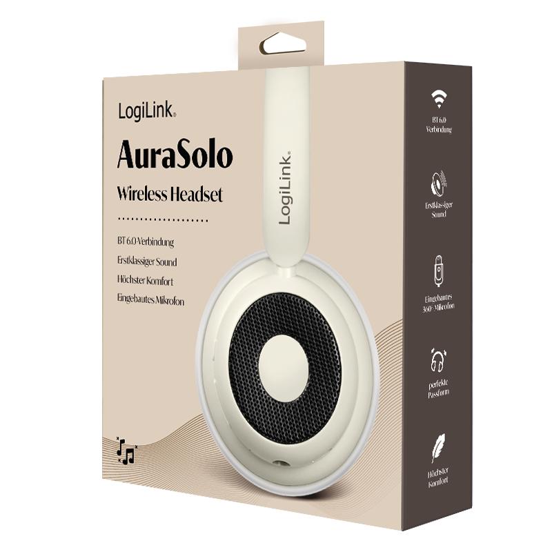 LogiLink AuraSolo BT 6.0 ANC Wireless On-Ear Headphones with Microphone, Brown