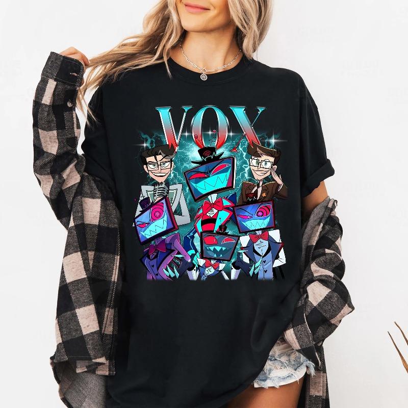 

Vox Hazbin Hotel Tshirt Summer Unisexs and Womens Loose and Breathable Tshirt Top 4XL