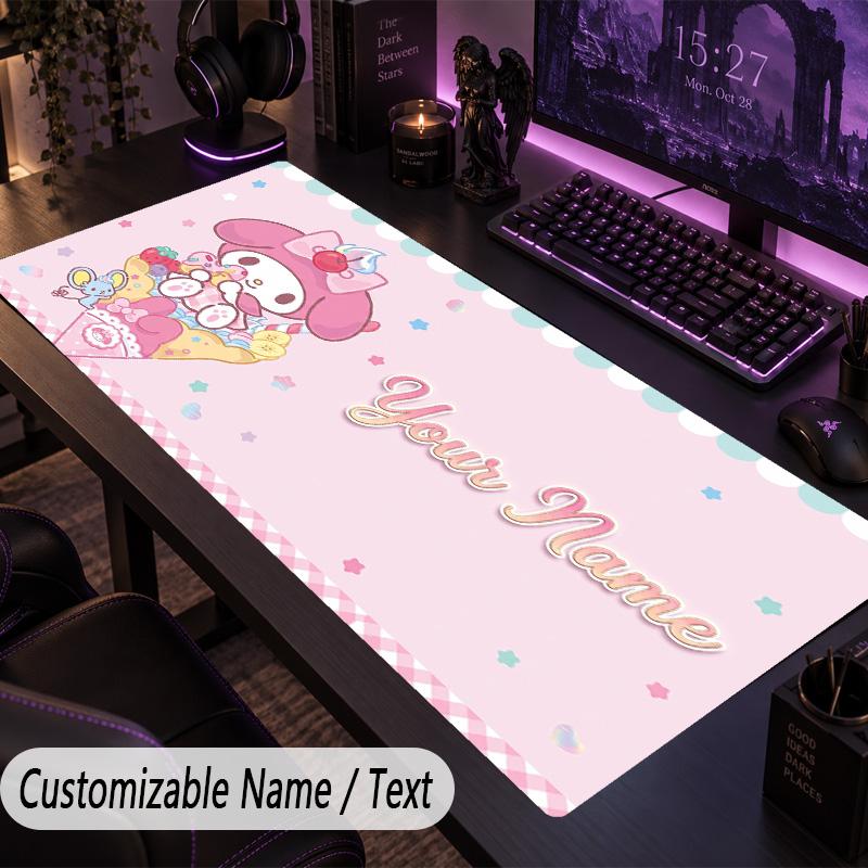Custom Text Big Mousepad, Extended Desk Pad For Laptop Work GameMy Melody