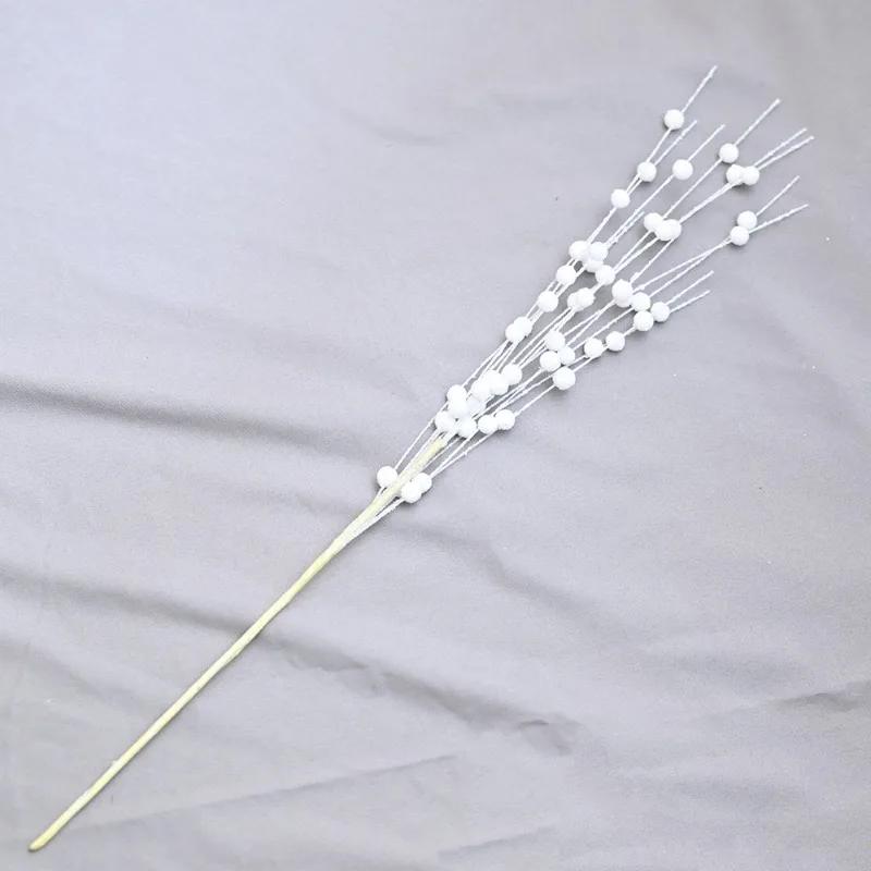 Artificial Flowers Christmas Berry Golden Branch Fake Plants Stem Tree Wreath DIY Home Christmas Wedding Decor Table Craft Gifts