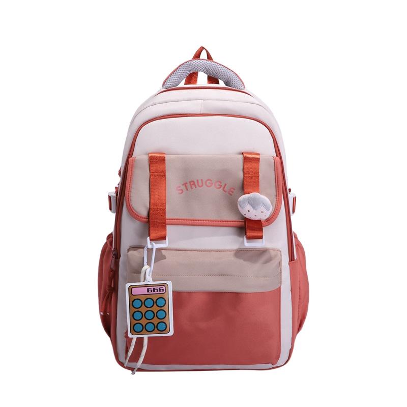 Backpack Women's School Bag Junior High School Student Large Capacity Student Backpack Lightweight Versatile Contrast Color Backpack