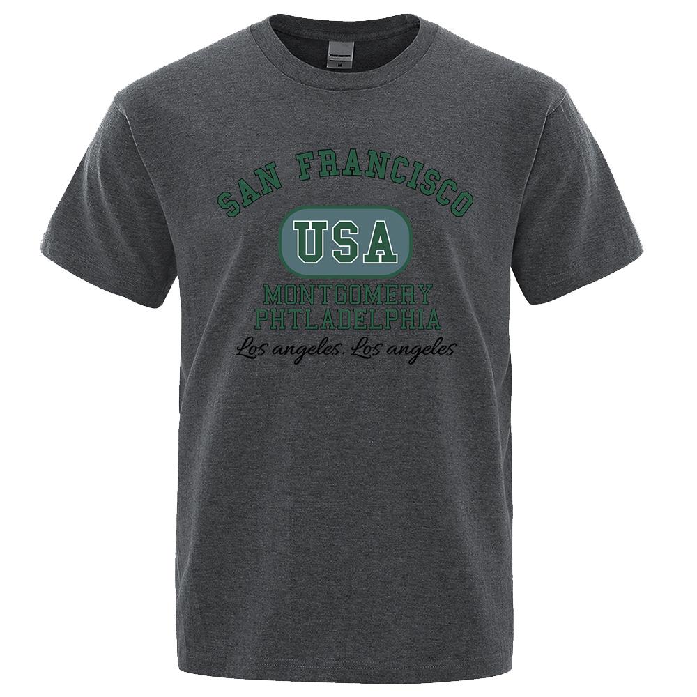 San Francisco Usa Montgomery Philadelphia Tshirts Male Cotton T-Shirt Loose Tee Clothes Casual Tops Streetwear