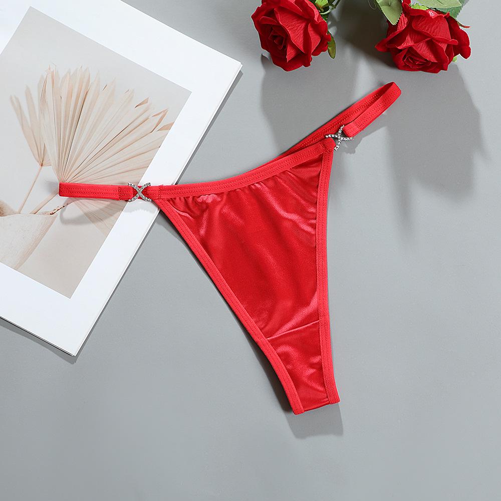 French Luxury Low-Waist Satin Thong: Nude-Feel, Breathable, with Cotton Crotch & Thin Straps - Women's 995