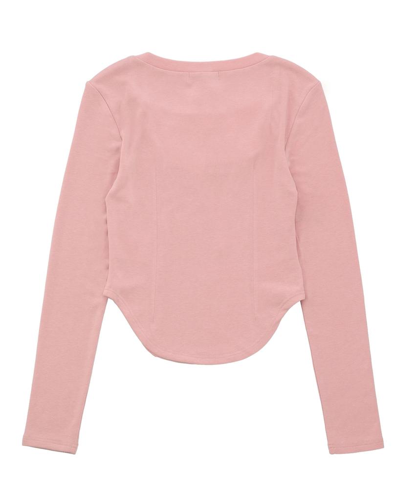 DELICCENT Victorian Shirred T-Shirt [Pink]
