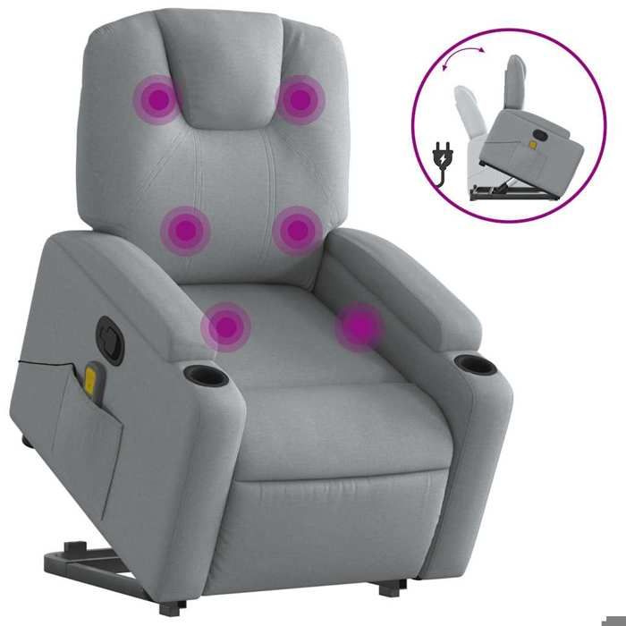 VidaXL Fauteuil de massage inclinable Gris clair Tissu 3204380