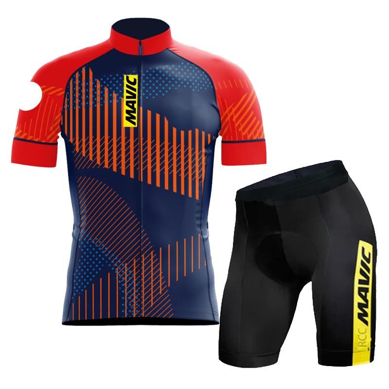 RCC MAVIC Quick-Dry Cycling Sets Mountain Bike Uniform Summer Mans Cycling Jersey Set Road Bicycle Jerseys MTB Bicycle Wear Asian size - S