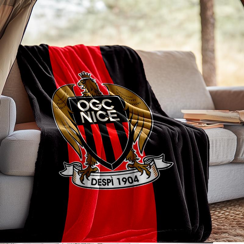 Ogc Nizza Wappen Kunstwerk Decke Leicht Ideal Bettwäsche Decke Perfekt für Reisen, Camping, Wohnzimmer, Büros, Sofas, Fan Weihnachtsgeschenk