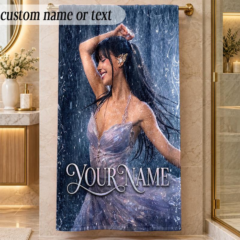 Beach TowelAyliva Custom Name Text Personalized Soft Towel for Beach Pool Indoor Home Decor Gift
