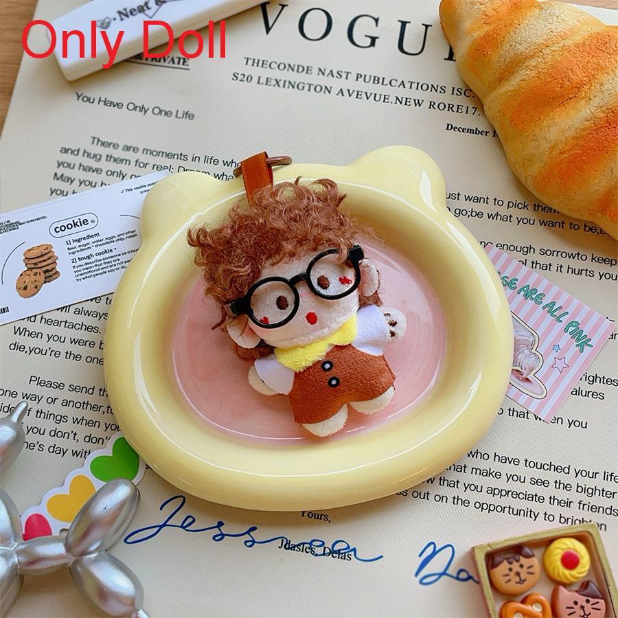 Plush Doll Keychain With Glasses For Gift And Bag Decor