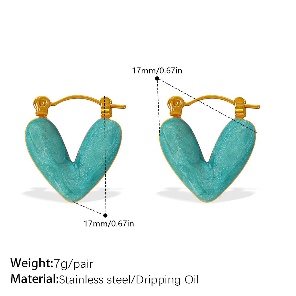 Exquisite Sweet Cool Wind Dripping Oil Love Earrings Women'S Stainless Steel High Sense Versatile Temperament Small Fresh Earrings