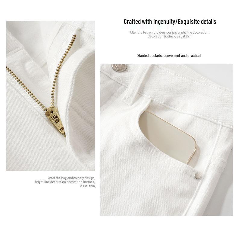 2024 Women's White High-Waisted Micro-Flare Summer Jeans