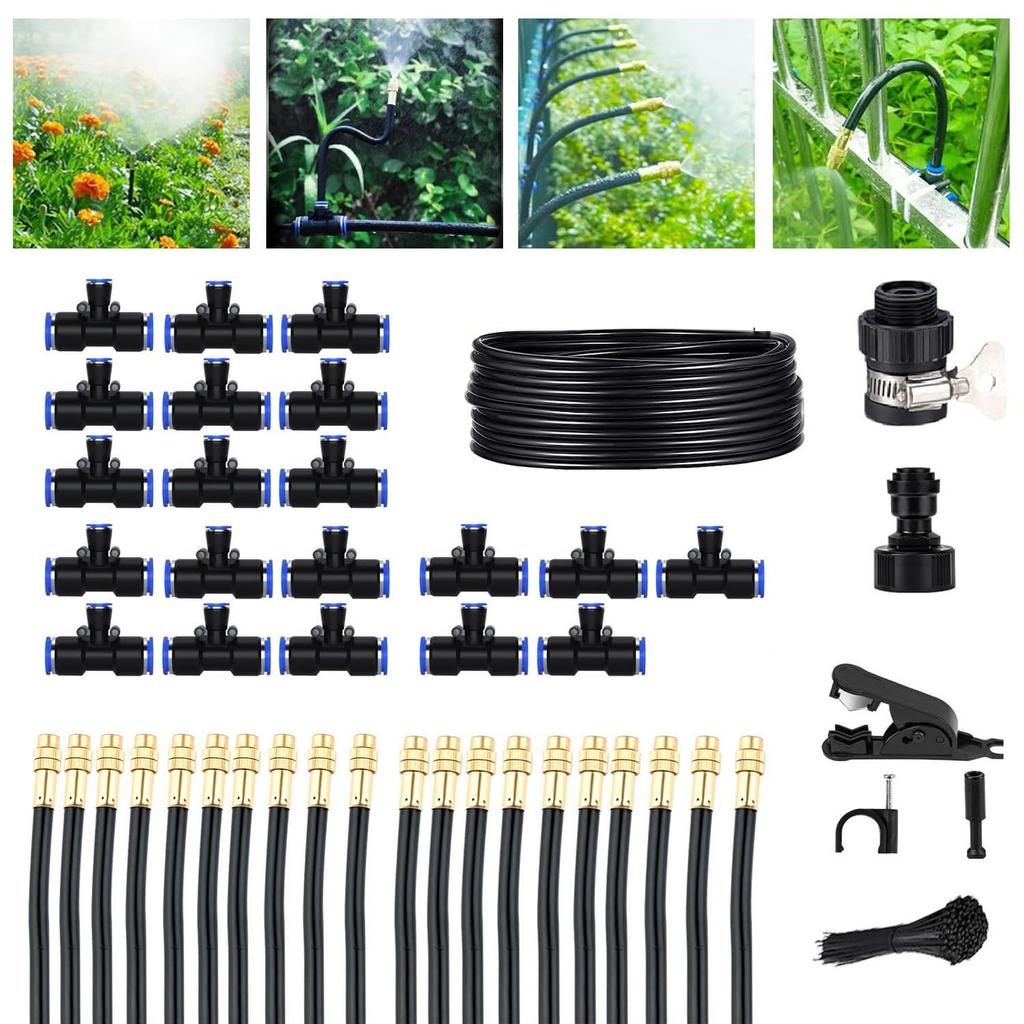 AnJieYa Sprayer Nozzle 20M, 360° Bendable Drip Irrigation Kit Automatic Irrigation System for Gardens, Adjustable Garden Sprinkler Mist System for Gre