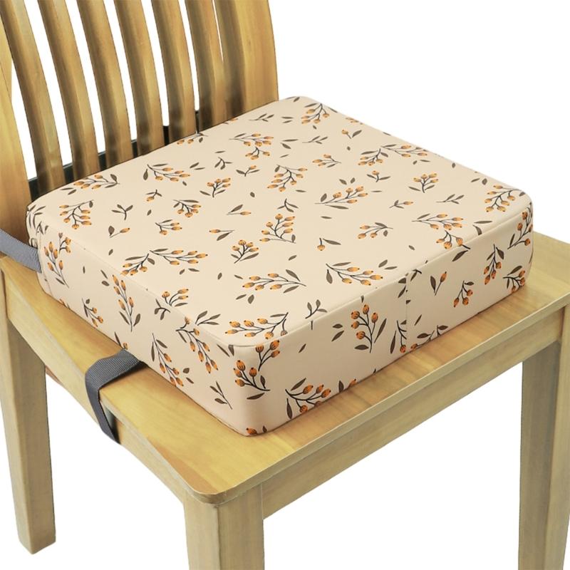 Booster Seat for Dining Table Printed Pattern Kids Booster Seat with Safety Buckles Anti-Slip Bottom Heightening Cushion