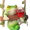 Frog on A Swing Ornament Compact Resin with Hemp Rope Hanging Decor Relaxing Garden Table Decorations for Indoor Outdoor