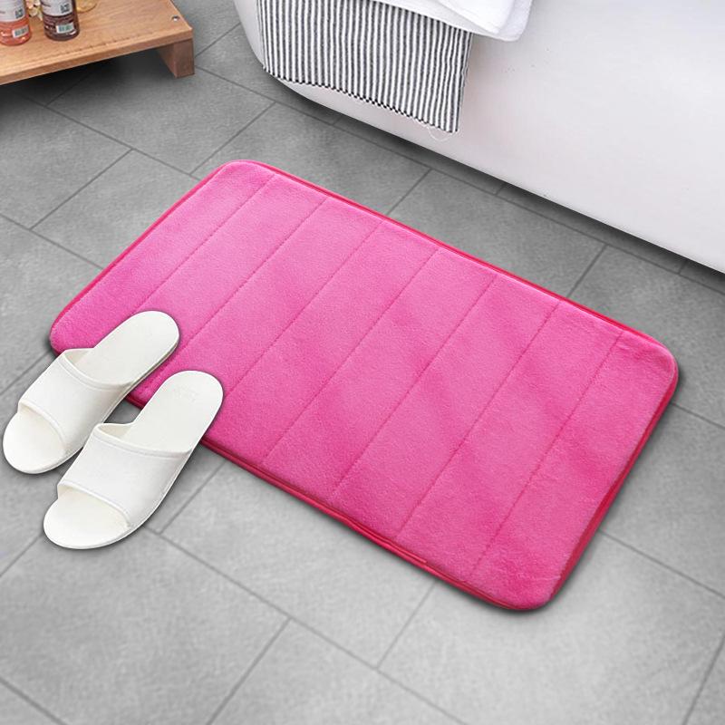 Striped Coral Fleece Water Absorbent Bathroom Floor Mat