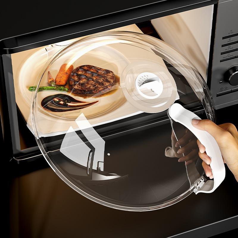 

Microwave Splash Cover Heat Resistant Plastic Lid for Food Reusable Transparent Steam Vent BPA Free 26*26*9cm