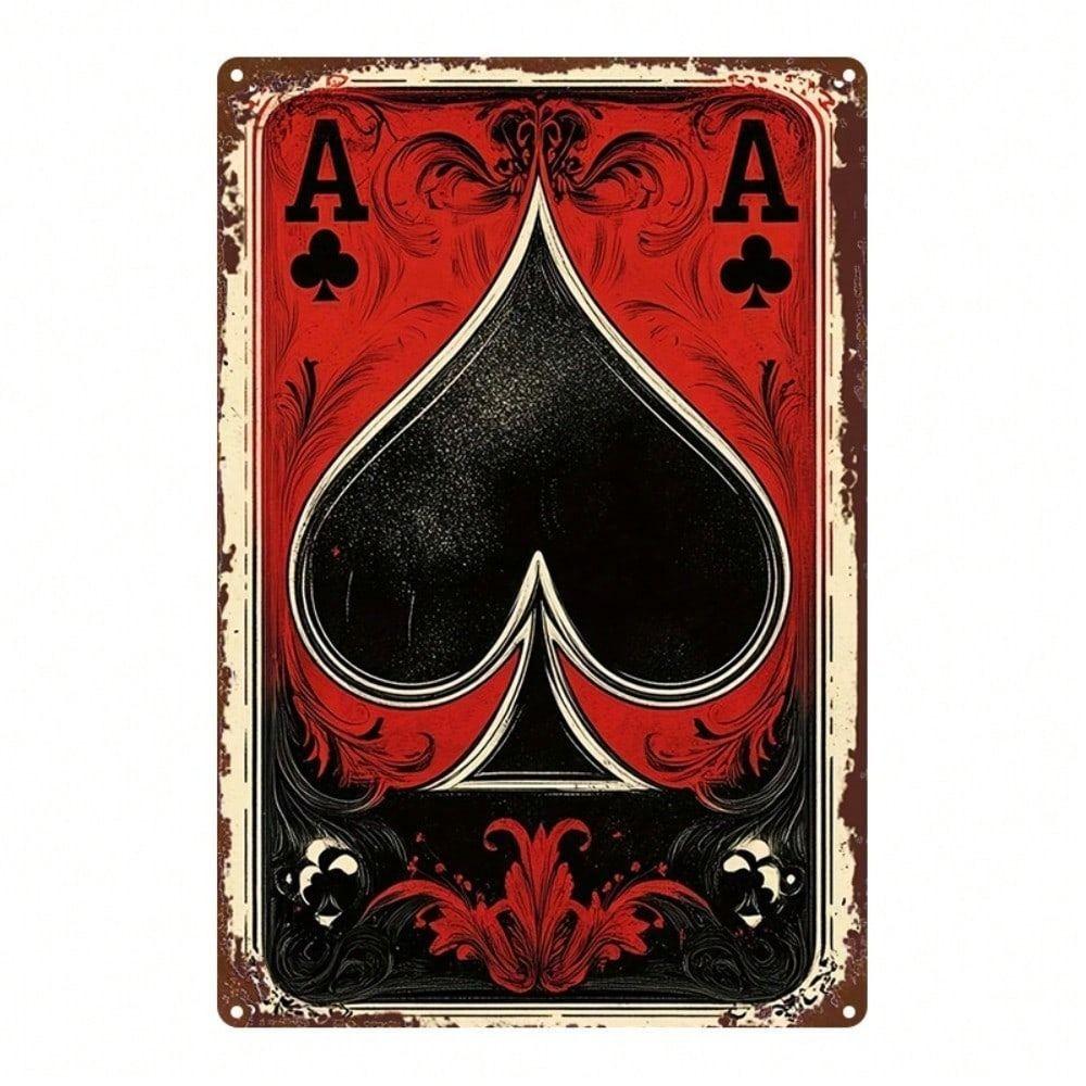 Vintage Ace of Spades Metal Wall Art Bar Decor Sign