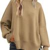 Women's Oversized Batwing Sweaters 2025 Fall Outfits Trendy Crewneck Knit Side Slit Fashion Pullover Tops