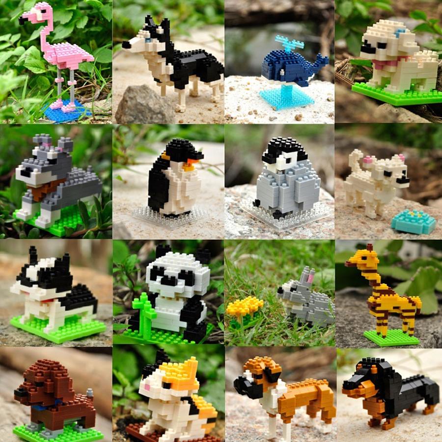 Mini Tiere Mikropartikel Bausteine Diamantsteine Kinderspielzeug Katze Hund Fisch Vögel Modelle Montage Spielzeug Geschenksets