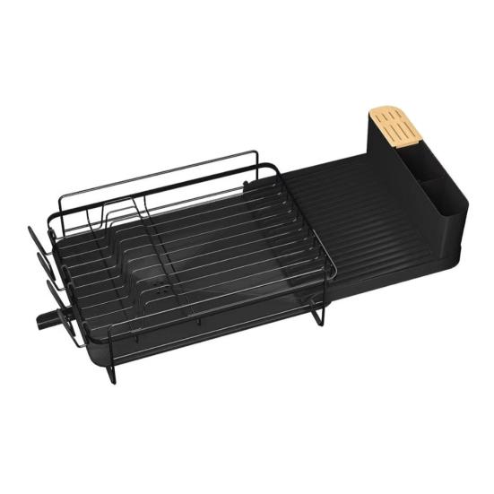 Extendable Dish Drying Rack Dish Organizer with Drainage Multifunctional Dish Rack with Cutlery And Cup Holders for Kitchen Countertop