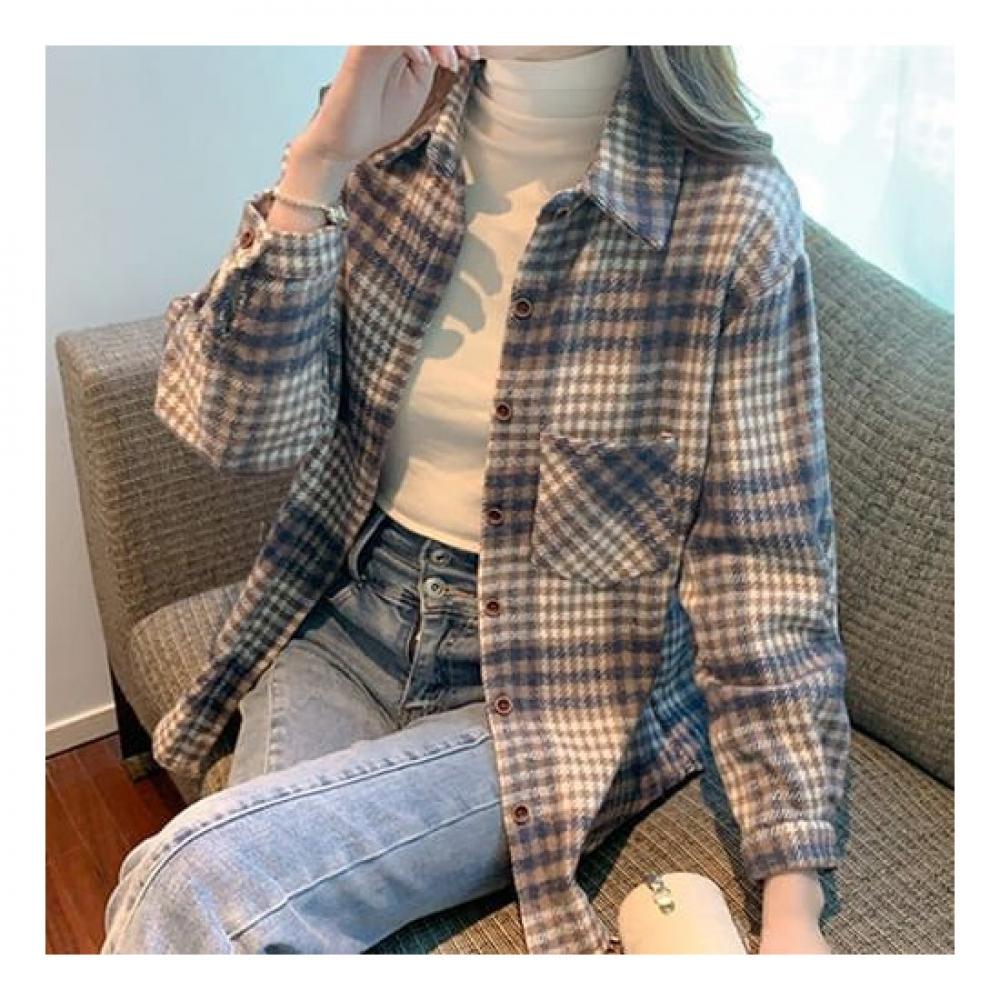 Navava Casual Retro Check Long Sleeve Shirt Nb1757