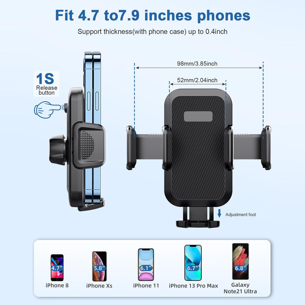 ML201 Gooseneck Car Phone Holder Suction Cup Windshield Phone Mount with Flexibile Long Arm