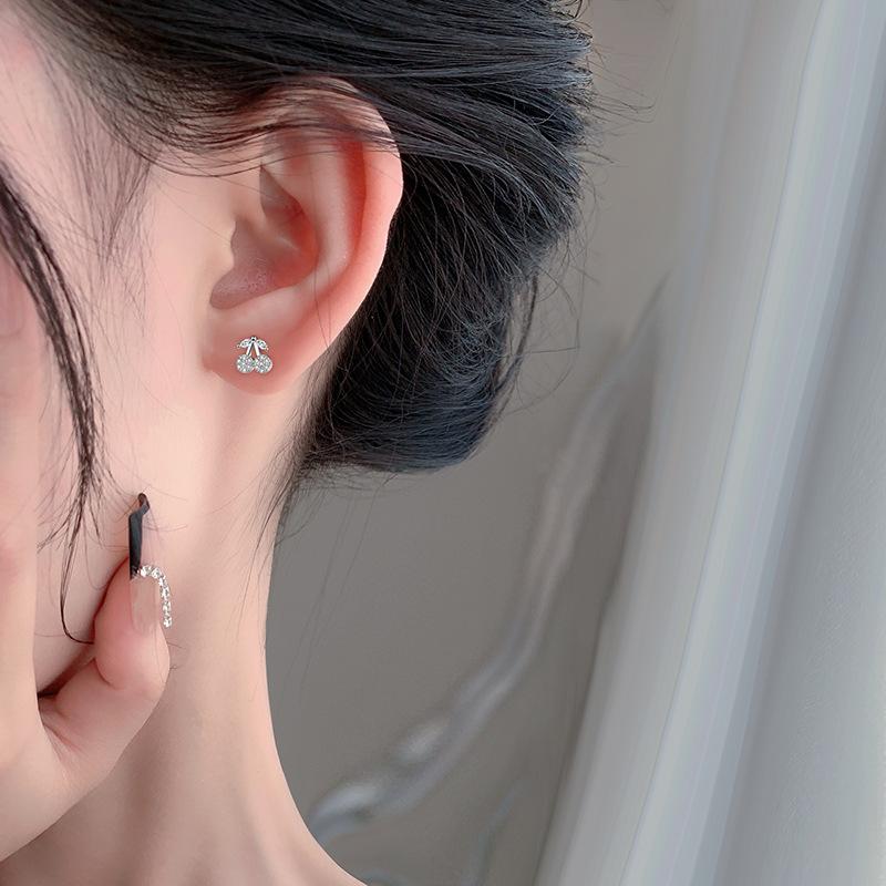 New Full-diamond Cherry Earrings for Fruit Earrings for Summer