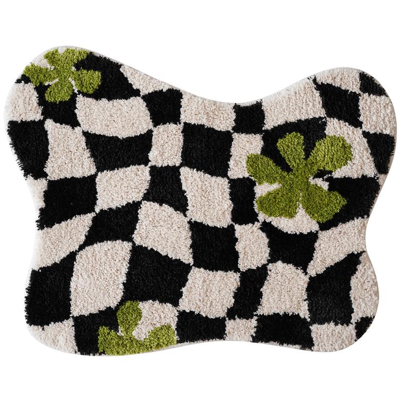 

Irregular Grids Bathroom Mat Soft Fluffy Entrance Carpet Area Floor Pad Doormat Bedroom Aesthetic Home Room Decor 55x70cm 40x60CM