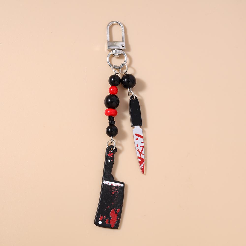 Bloody Resin Saw Knife Keychain Halloween Key Ring Pendants for Car Key Holder DIY Key Chain Jewelry Gift