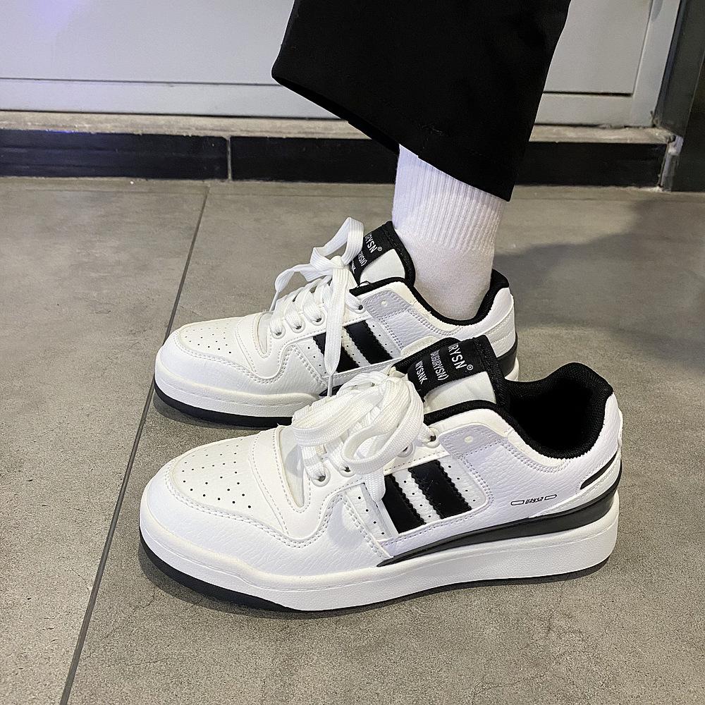 Autumn 2025 Hong Kong Style Lace-Up Sneakers: Trendy Men's and Women's Casual White Shoes