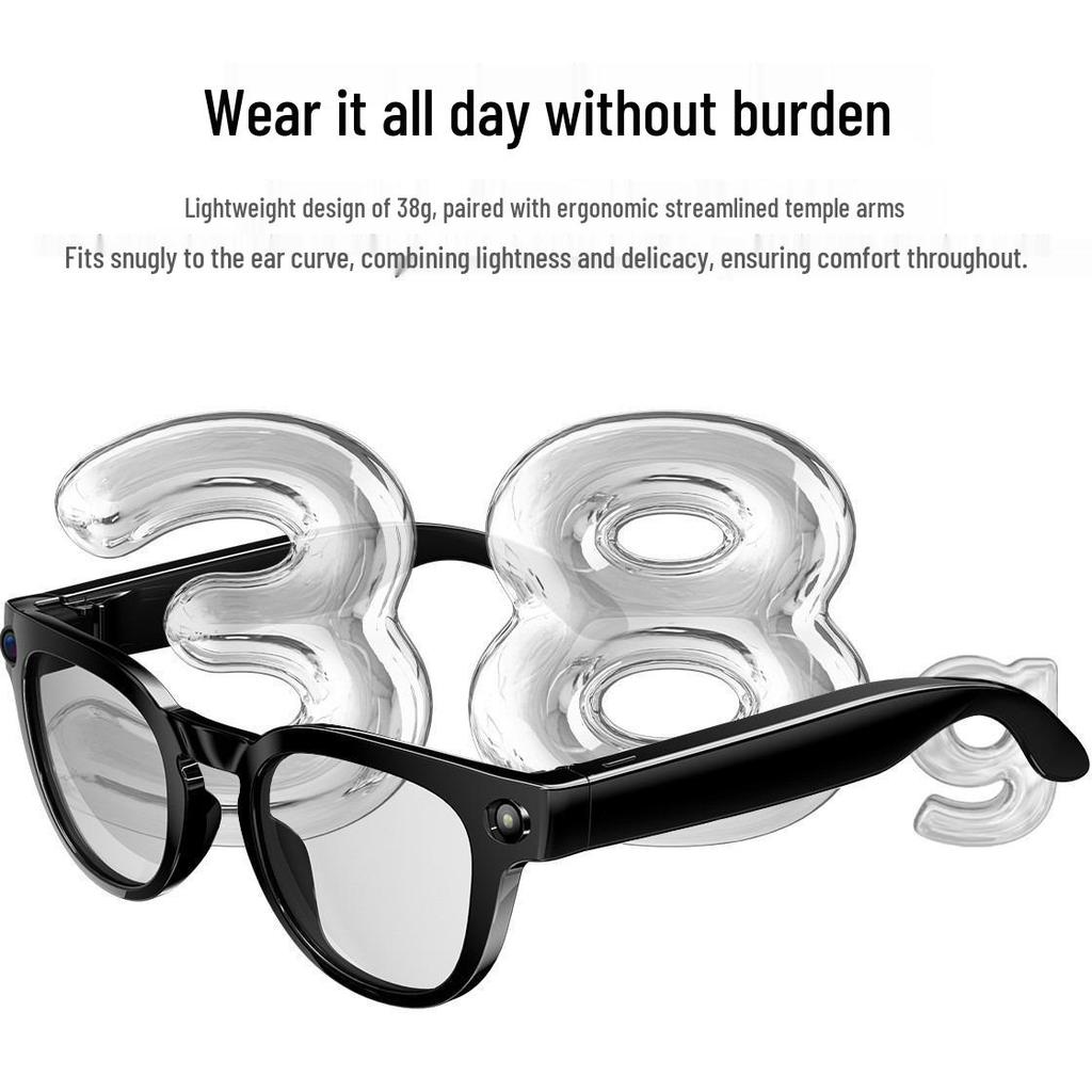 AI Smart Glasses with Type-C Charging, 8MP Camera for HD Photo/Video Recording, and AI Object Recognition