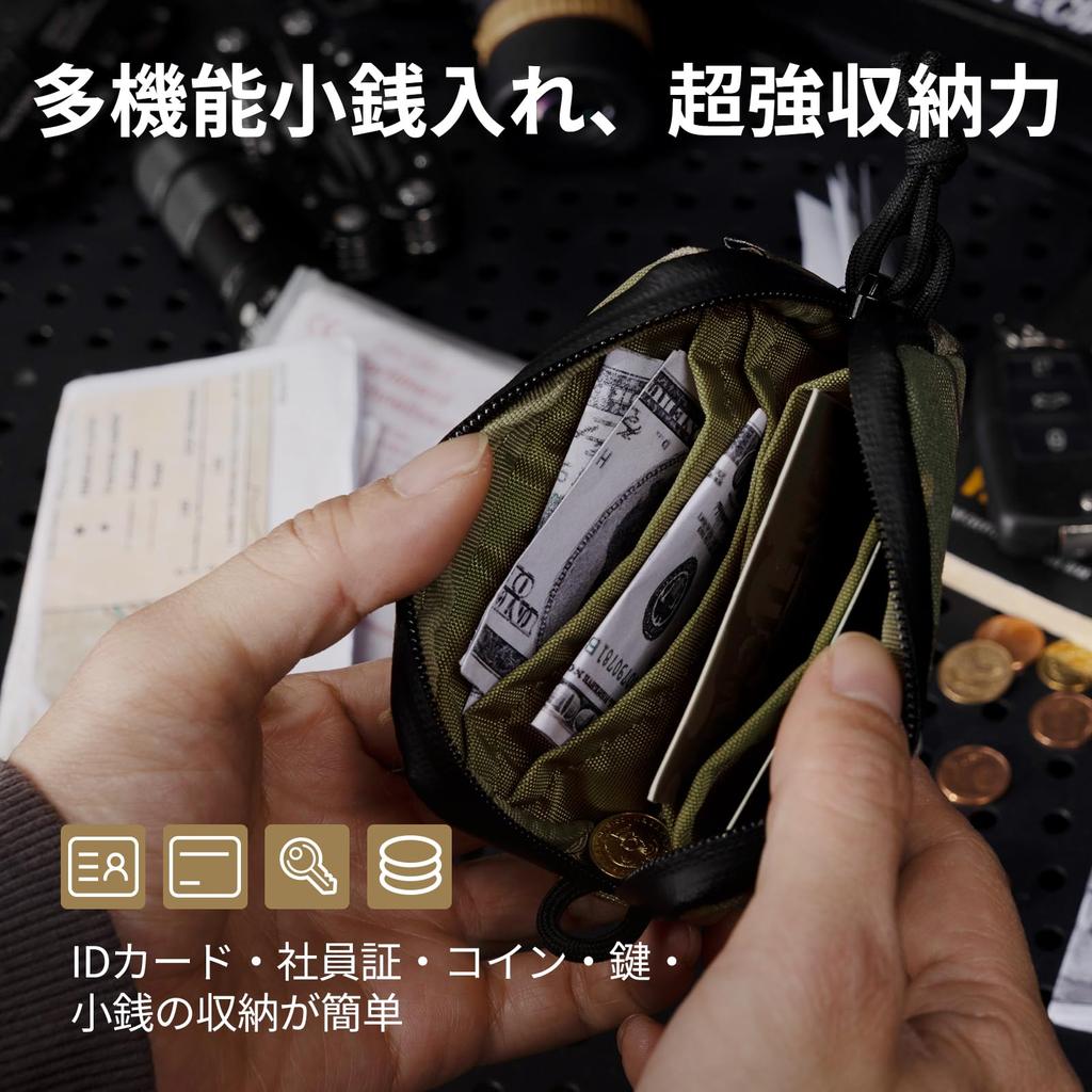 ONETIGRIS Coin Small Coin YKK Waterproof Card Key Mini 500D Nylon Key Military Style Men's Purse, Case, Zipper, & Case, Wallet, Case, Outdoor,