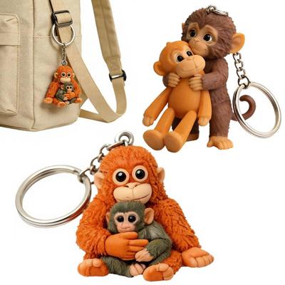 Portachiavi Scimmia 3D Scimmia Carina che Tiene Peluche Decorazione Portachiavi per Zaino Borsa Accessori