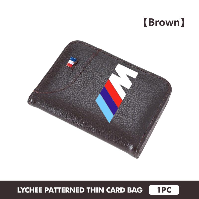 Card Holder Leather Portable Wallet Anti-Theft Lychee Wallet For BMW Performance M E87 E30 E46 E28 F35 G20 E93 F20 X3 X pdzm22