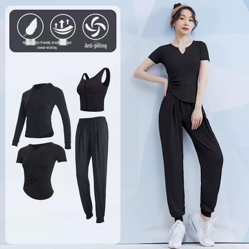 Women's Spring/Summer Yoga Suit Set - Short Sleeve Activewear for Outdoor Runs, Pilates, and Fitness Training