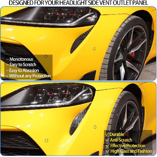 Soft Carbon Fiber Hood Vent Cover Trim Fit for Toyot@ Supra GR A90 A91 MK5 2019-2025, Headlight Side Vent Outlet Cover Trim, Side Air Conditioning