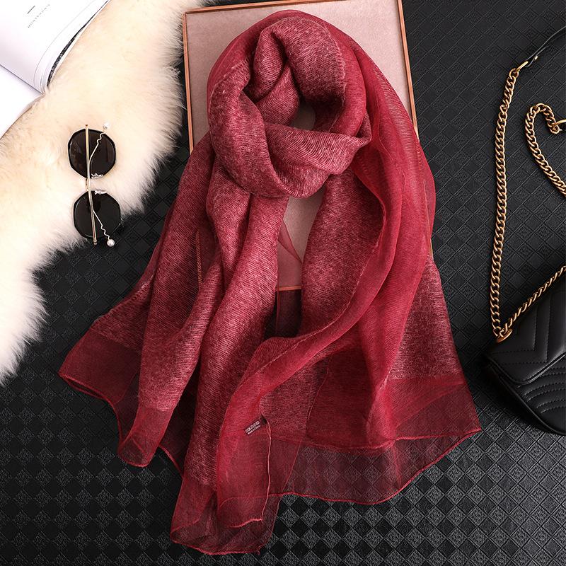 Damen Seidenwollschal Weiblich Einfarbiges Foulard Femme Pashmina Schals Und Wickeltücher Große Größe Schals Strandtuch Bandana Muslimischer Hijab