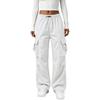 Women’s Retro Straight Leg Cargo Pants with Drawstring Cuffs Loose Fit Elastic Waistband Utility Trousers for Daily Wear